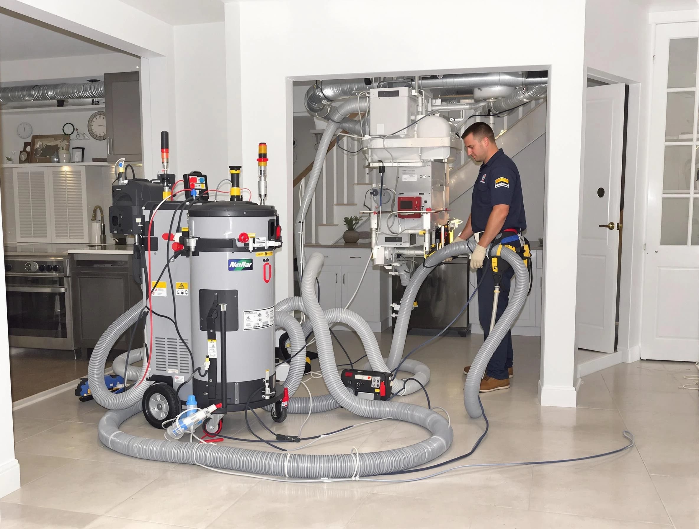 Springfield Air Duct Cleaning technician operating negative pressure cleaning equipment for thorough duct maintenance in Springfield