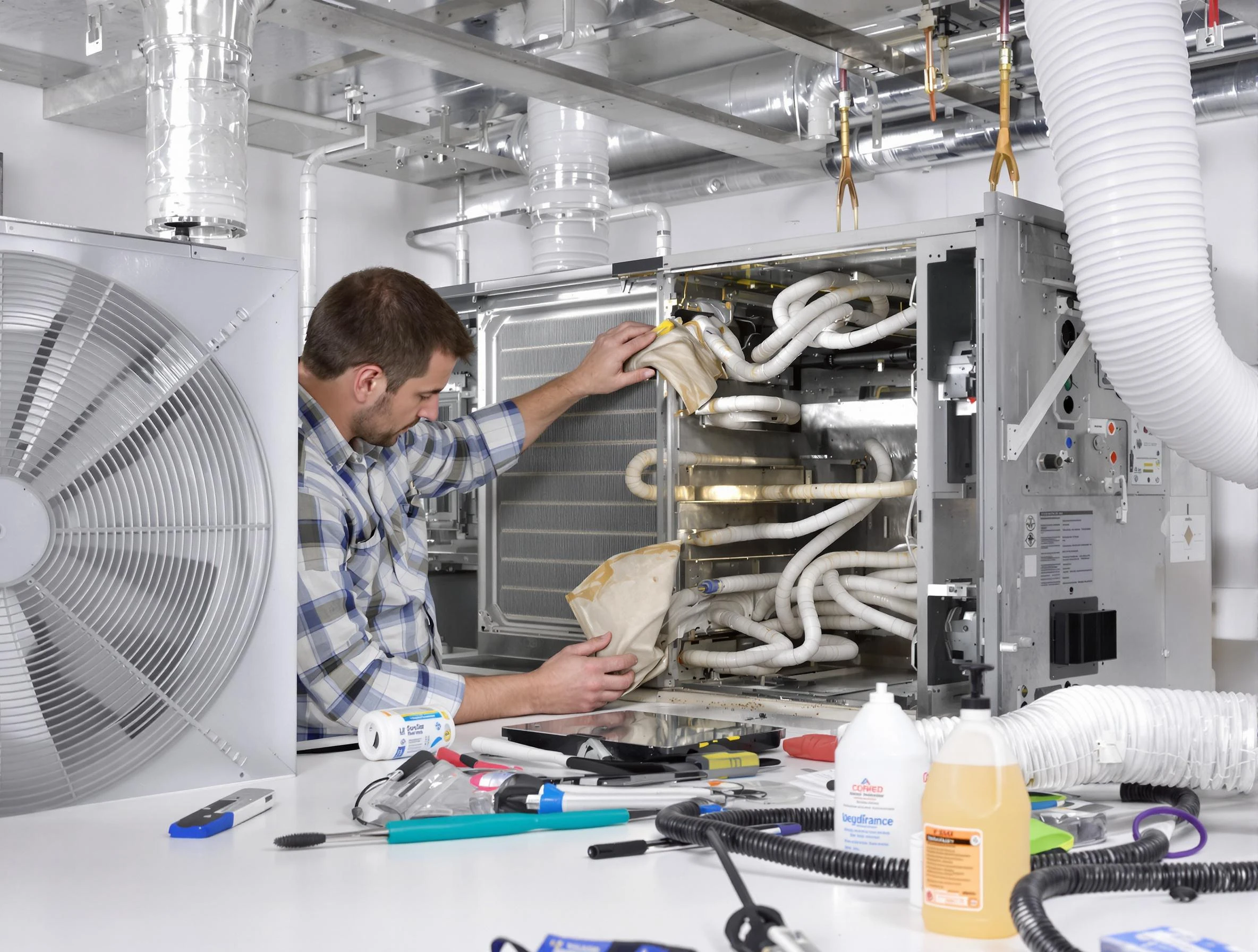 Springfield Air Duct Cleaning specialist performing precision AC coil cleaning in Springfield