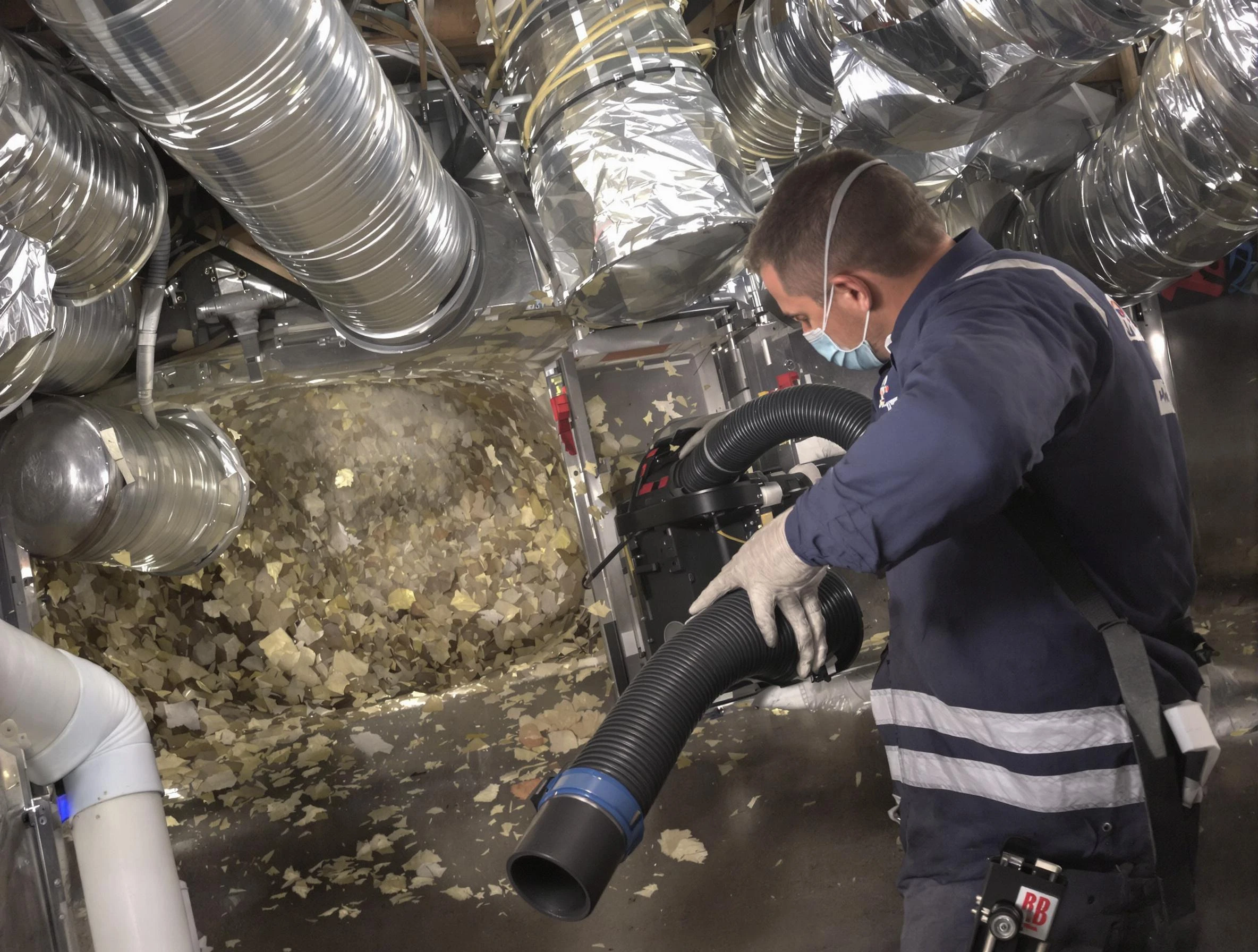 Springfield Air Duct Cleaning specialist operating negative pressure cleaning equipment for thorough duct maintenance in Springfield